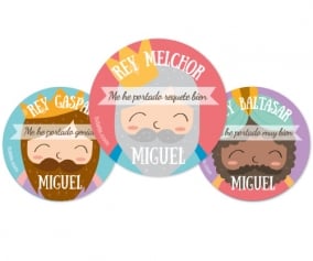 Pack 3 Distintivi Personalizzati Reyes Magos ES