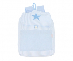 Mochila Pequena Personalizada Listras Azul com Estrela