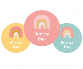 Pack de 3 Badges Personnalisables Arc-en-ciel Rose nordique