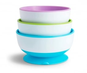Pack 3 tigelas Stay-Put com ventosa azul/verde/roxa