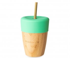 Vaso Bamb Verde con Pajita