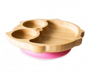 Plato Bamb con Ventosa Bho Rosa