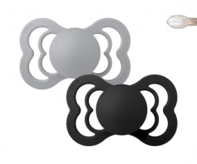 2 BIBS Supreme Pacifiers Cloud/Black Silicone