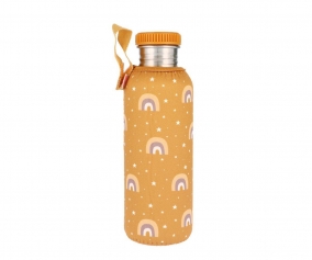 Bouteille Inox Personnalisable avec Housse Arc-en-ciel Moutarde 750ml
