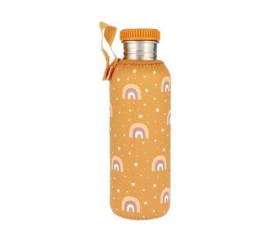 Bouteille Inox Personnalisable avec Housse Arc-en-ciel Moutarde 750ml