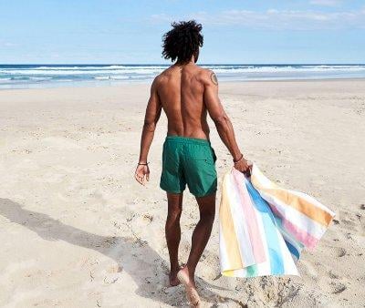 Personalised Large Beach Towel Microfiber Summer Rainbow Pastel