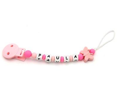 Porta Chupeta Silicone Personalizado Fucsia Butterfly