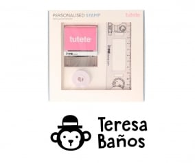 Timbro per tessuti Personalizzato Scimmietta + Nastro Capi Scuri