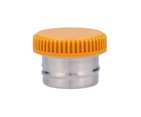Bouchon avec base en mtal pour bouteille en acier moutarde