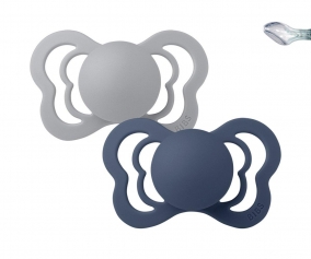 Pack 2 Succhietti BIBS Couture Cloud/Steel Blue Silicone