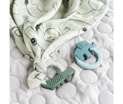 Lot de 2 anneaux de dentition en silicone Friends Deer Vert/Bleu