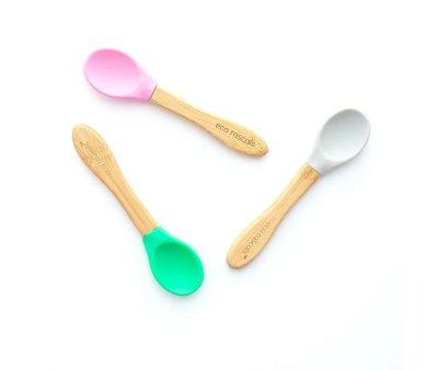 3 Cucchiai Eco Bamb Rosa-Azzurro-Verde