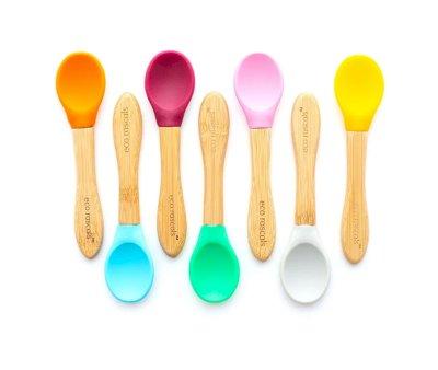 3 Cucchiai Eco Bamb Rosa-Azzurro-Verde