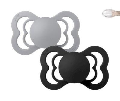 2 BIBS Supreme Pacifiers Cloud/Black Silicone