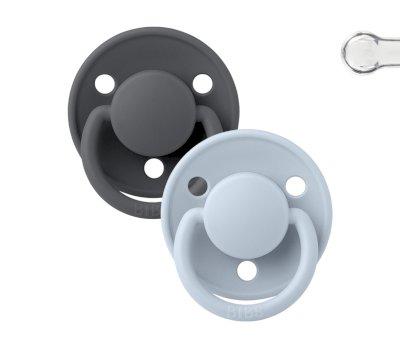 2 Succhietti BIBS De Lux Iron/Baby Blue Silicone