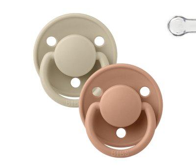 2 Succhietti BIBS De Lux Vanilla/Peach Silicone