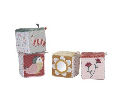 4 Cubos Apilables Blanditos Flores y Mariposas