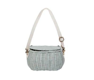 Sac vintage bleu en rotin Mini Chari
