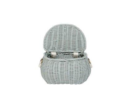 Sac vintage bleu en rotin Mini Chari