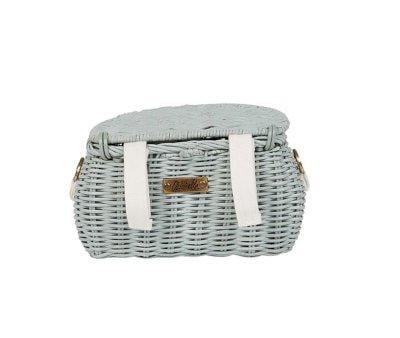 Sac vintage bleu en rotin Mini Chari
