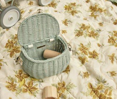 Sac vintage bleu en rotin Mini Chari