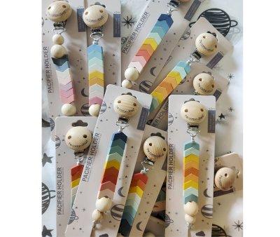 Chevron Rust Silicone Pacifier Clip