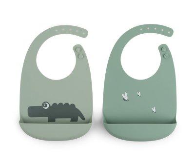 2 Baberos Silicona Croco Verde