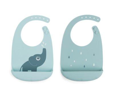 2 Baberos Silicona Elphee Azul
