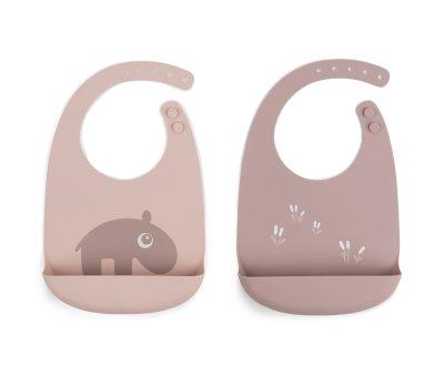 2 Silicone Bibs Ozzo Dusty Pink