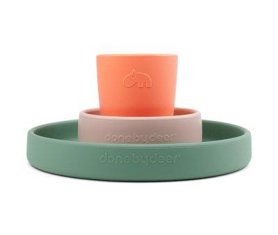 Silicone Tableware Croco Green/Powder/Coral