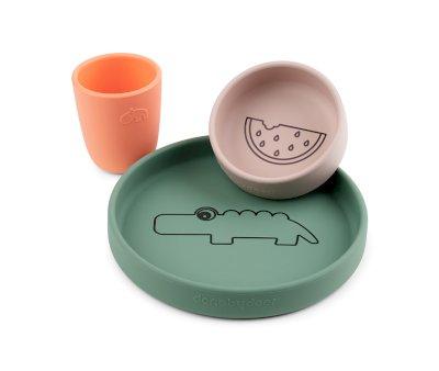 Silicone Tableware Croco Green/Powder/Coral