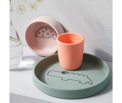 Silicone Tableware Croco Green/Powder/Coral