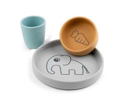Silicone Tableware Elphee Green/Mustard/Blue