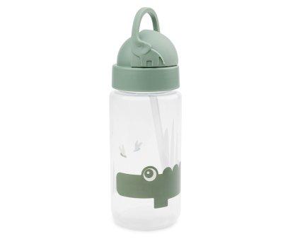 Botella Plstico con Pajita Croco Green