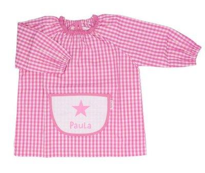 Grembiulino Vichy Personalizzato Tasca Centrale Tutete Stella Rosa