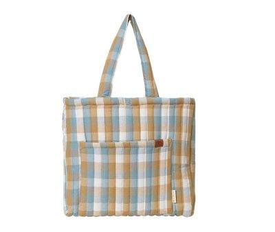 Bolsa Tote  acolchoada Cottage Blue Checks