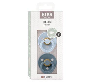 2 BIBS Colour Symmetrical Pacifiers Baby Blue/Petrol