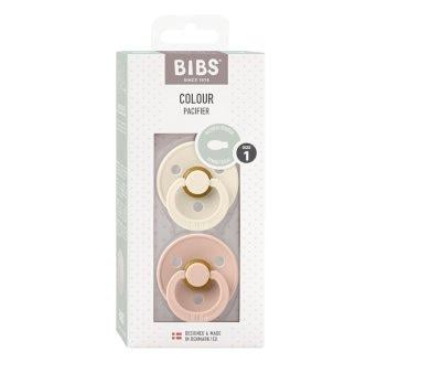 2 BIBS Colour Anatomical Pacifiers Ivory/Blush