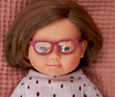 Mueca Sindrome Down Caucsica con Gafas 38cm