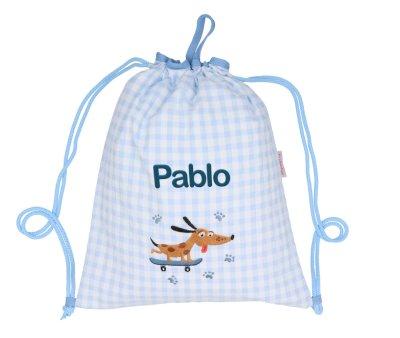 Skater Dog Personalised Drawstring Backpack