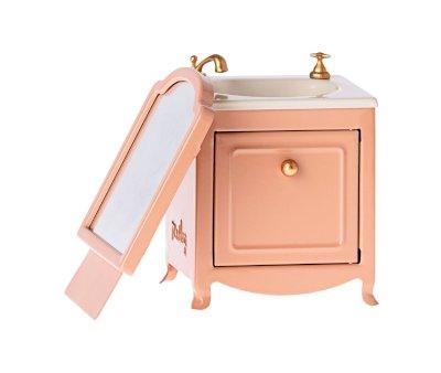 Lavabo Aparador con Espejo para Ratn Beige Oscuro