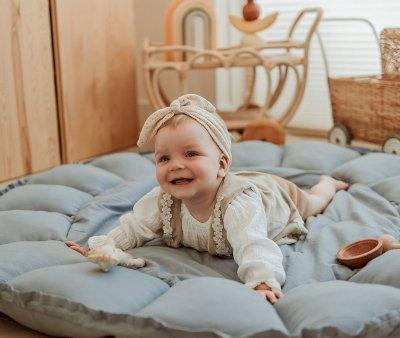 Tappeto-Nido Play & Go Bloom Organic Dusty Blue
