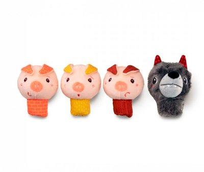 Marionnettes  doigts Le loup et les trois petits cochons