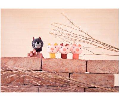 Marionnettes  doigts Le loup et les trois petits cochons