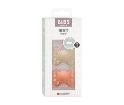 2 Succhietti BIBS Infinity Vanilla/Peach Fisio Silicone