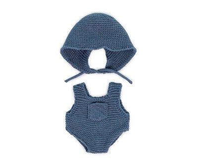 Conjunto Punto Pelele y Gorro Azul Mueco 21cm