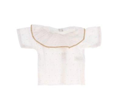 Beige Plumeti Ruffle Cutie Shirt for Doll