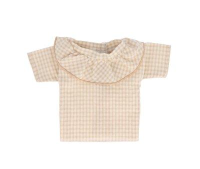 Camisa Vichy con Volante Beige para Mueco