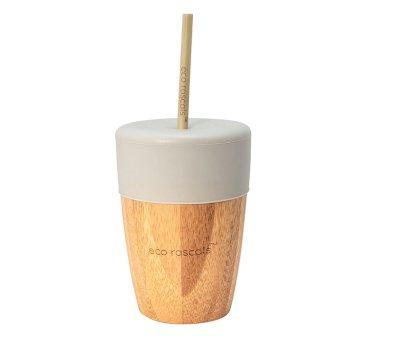 Vaso Bamb Gris con Pajita