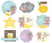 30 Autocollants pour Objets Ours